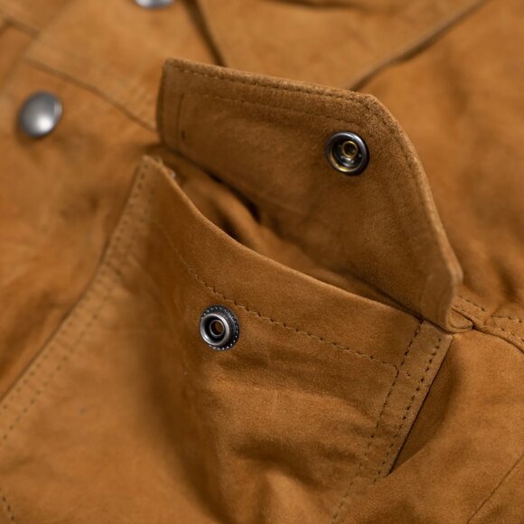 Mens Iron & Resin Ojai Goat Suede Jacket Cognac Brown XL NWT Flannel Lined - Picture 9 of 10